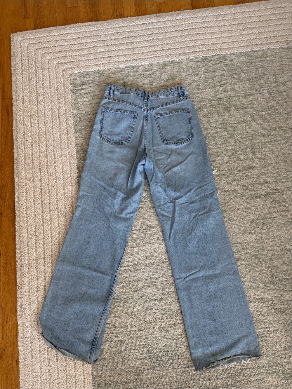 Zara Light Blue Distressed Wide-Leg Jeans - Picture 6 of 9